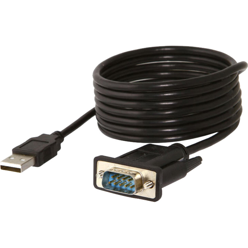 Sabrent USB to Serial adapter cable showing USB connector and DB-9 RS-232 port with blue pin array-alternate-image1