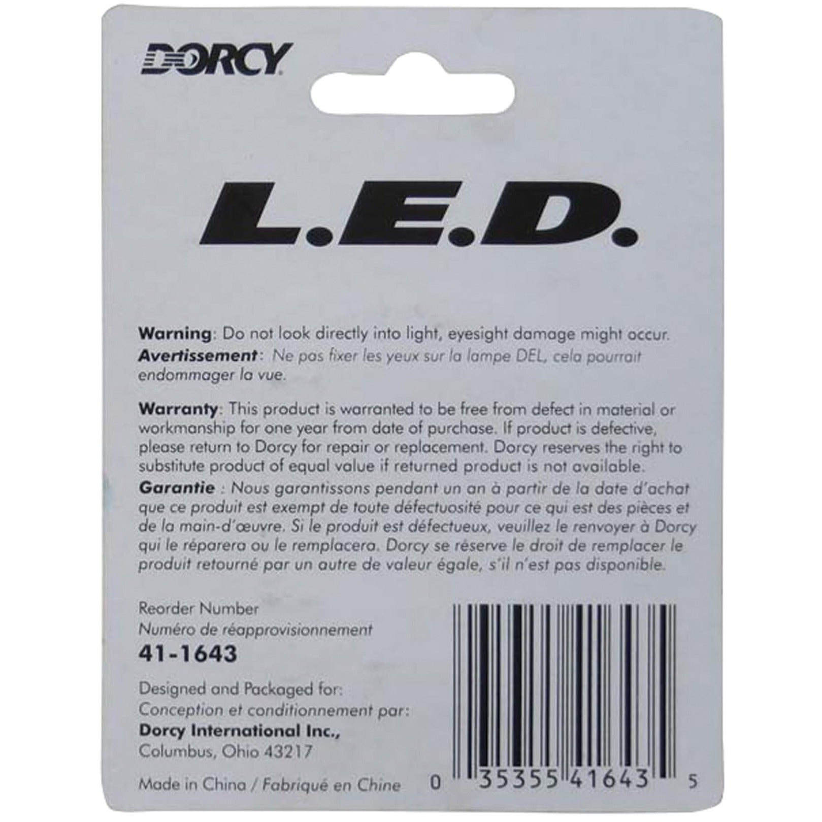 Back of Dorcy LED bulb package showing warranty information and product details-alternate-image6