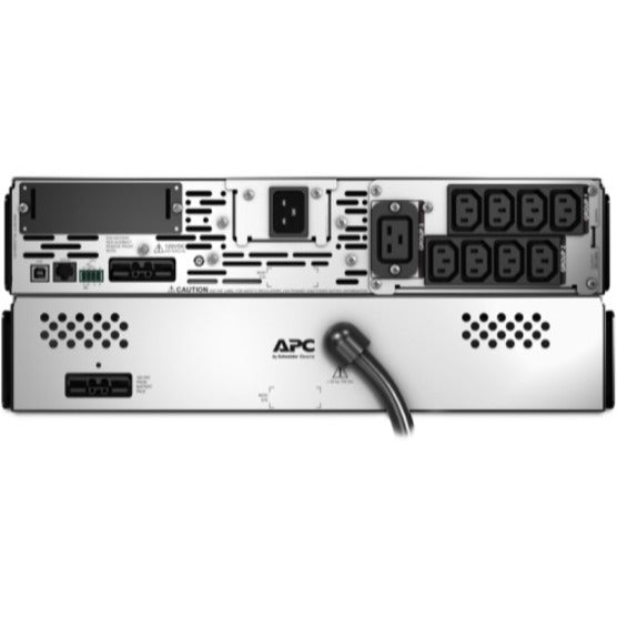 Detailed rear view of APC Smart-UPS X 2200VA displaying power management features and connections