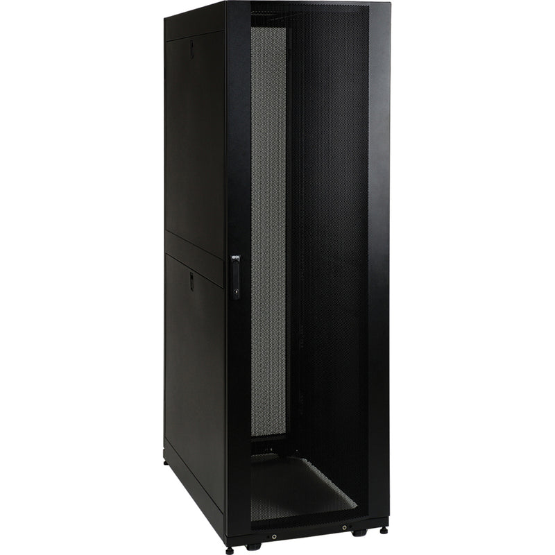 Side angle view of SR42UBSD rack cabinet showing sturdy construction and professional finish