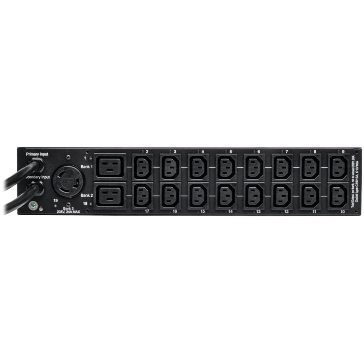 Rear view of PDU showing 19 power outlets arranged in three banks-alternate-image2