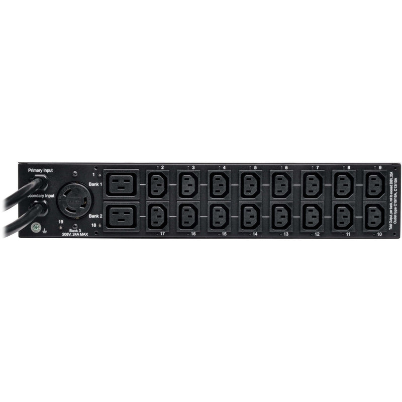 Detailed view of PDU outlet configuration and power distribution system