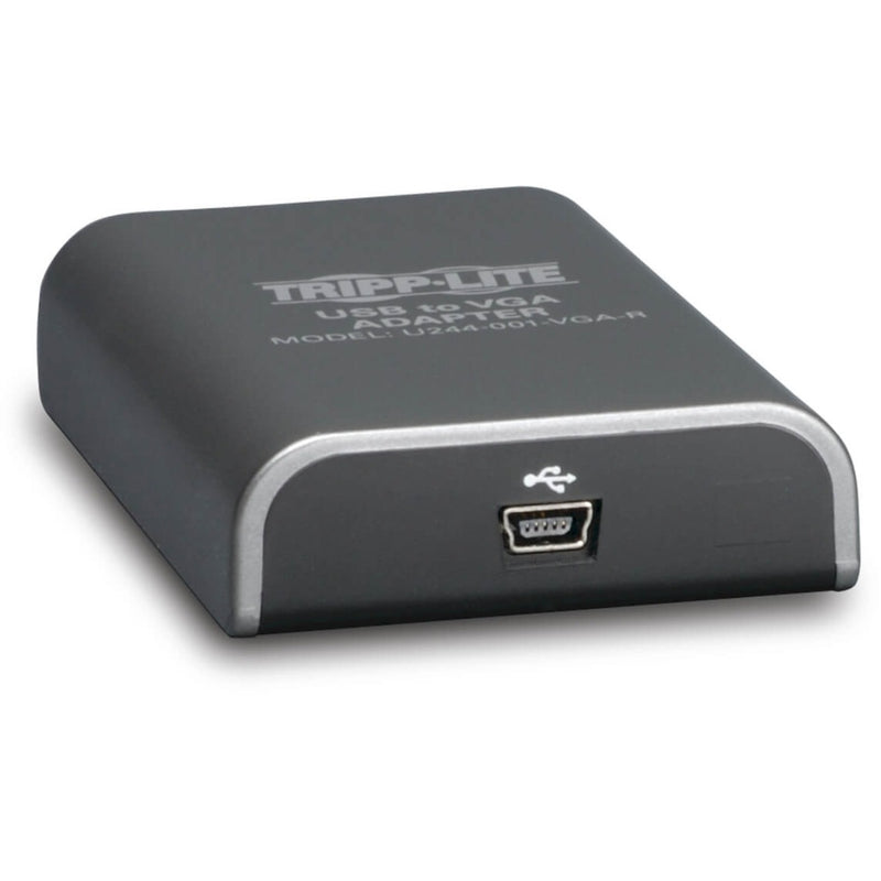 Tripp Lite USB to VGA adapter front view showing USB port and branded casing