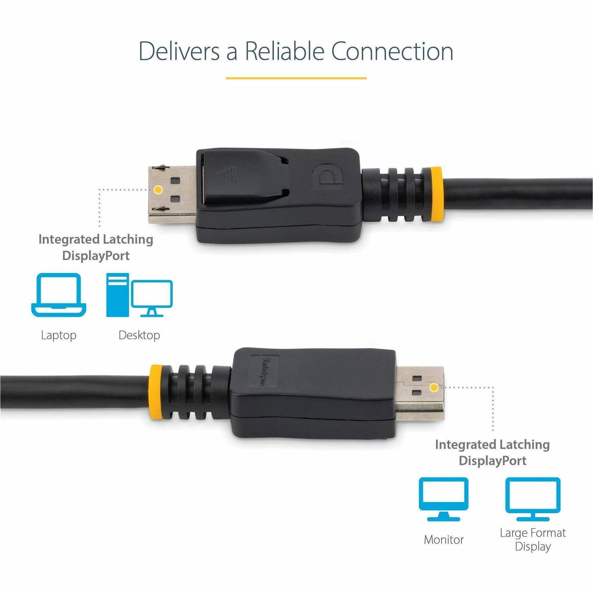 Marque: StarTech.com  Câble vidéo 4k DisplayPort court de 05m avec loquets - M/M