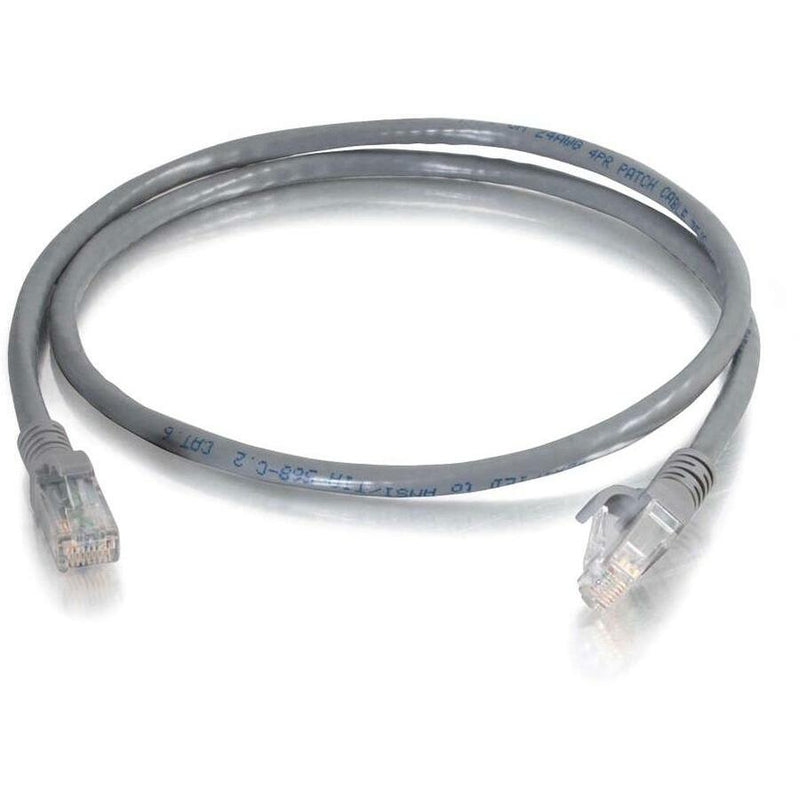 Gray Cat6 ethernet patch cable with RJ-45 connectors showing full cable length and connection points