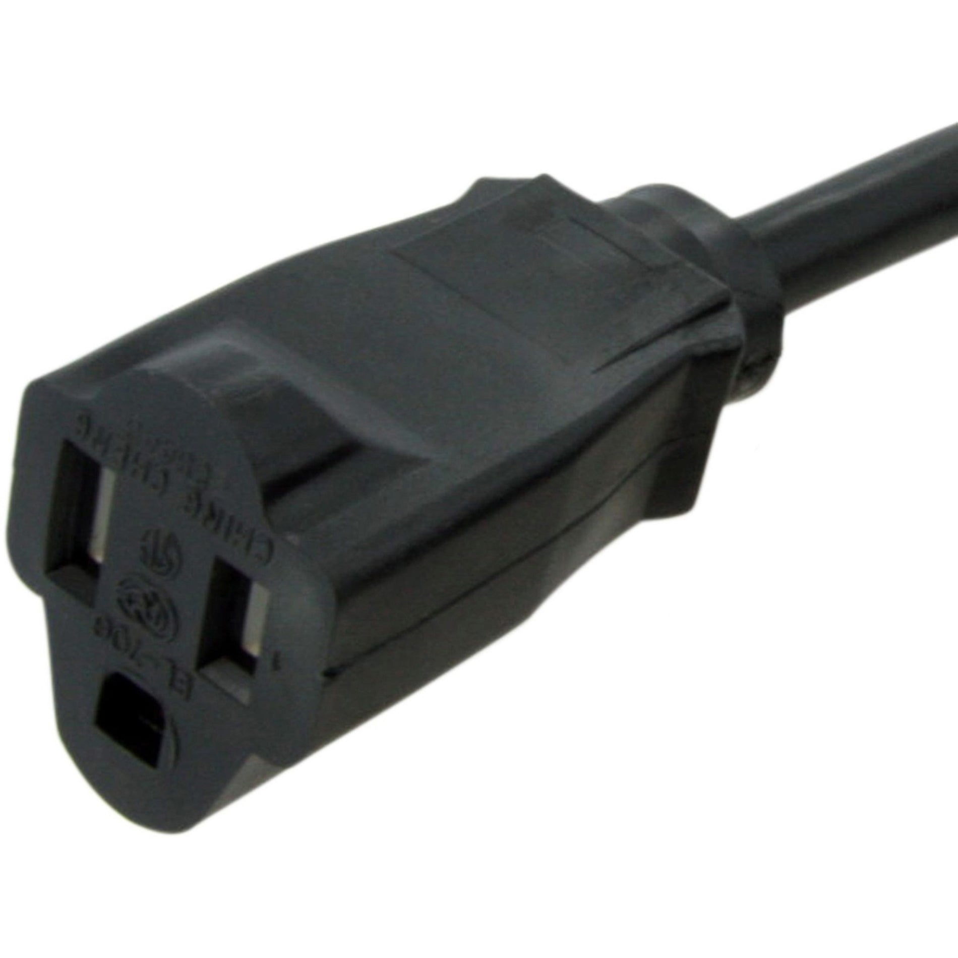 Detailed view of NEMA 5-15R female receptacle end of power extension cord-alternate-image3