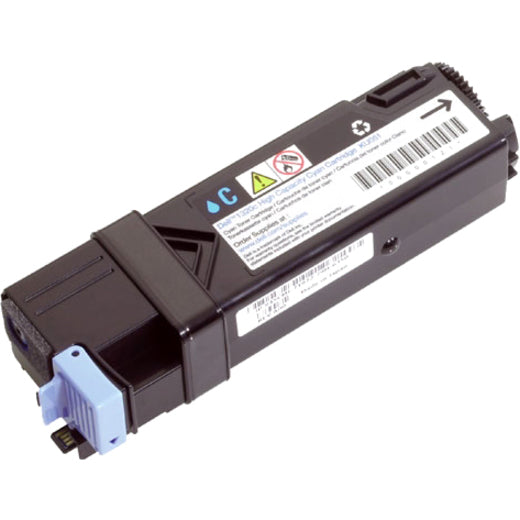 Dell FM065 original cyan toner cartridge with blue accent showing capacity and compatibility information-alternate-image1