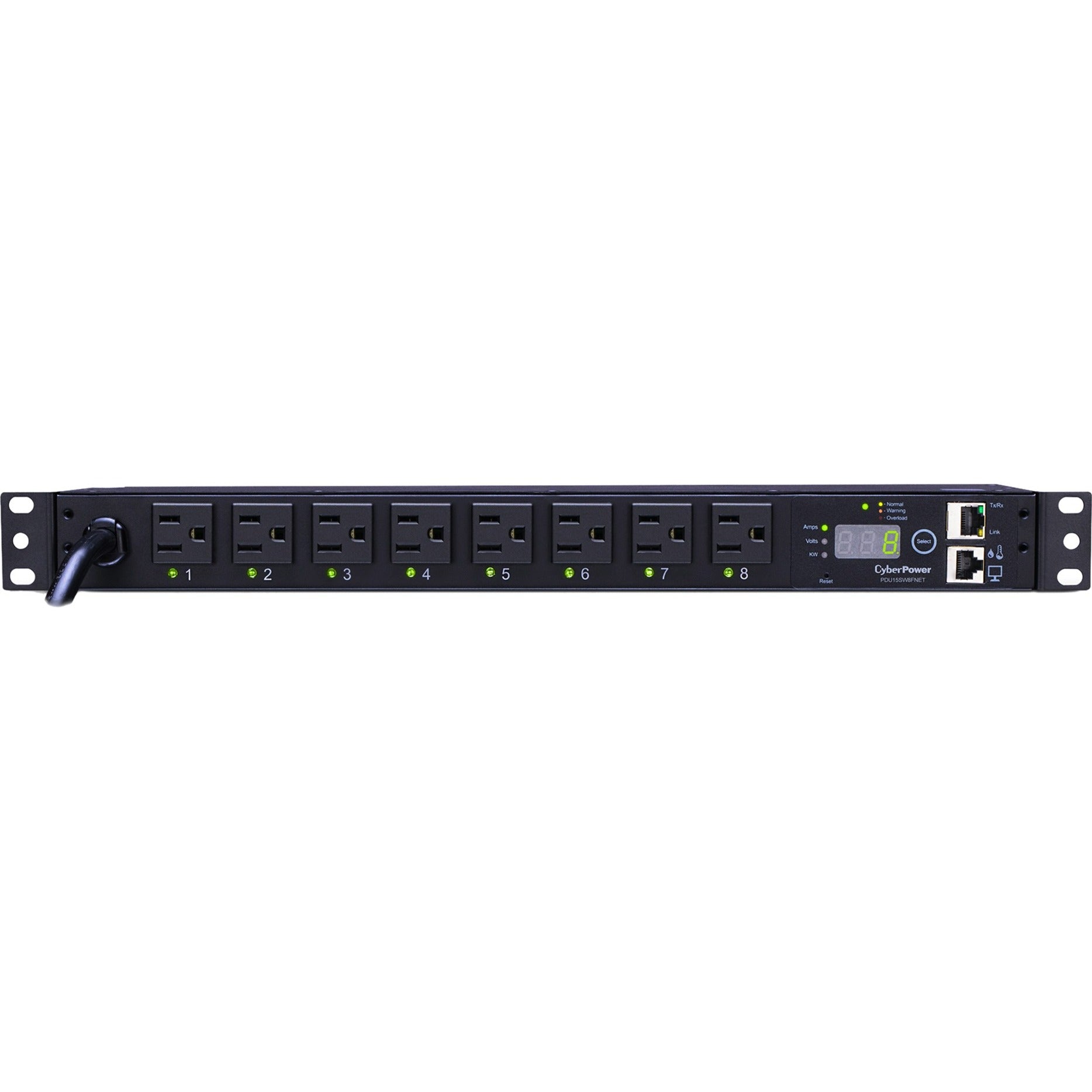 CyberPower PDU15SW8FNET Switched PDU RM 1U 15A 8-Outlet, Rack-mountable, 120V AC