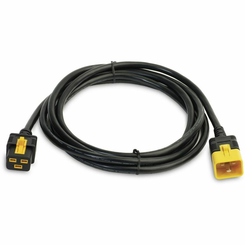 APC AP8760 10-foot black power interconnect cord with yellow-accented locking IEC C19 and C20 connectors