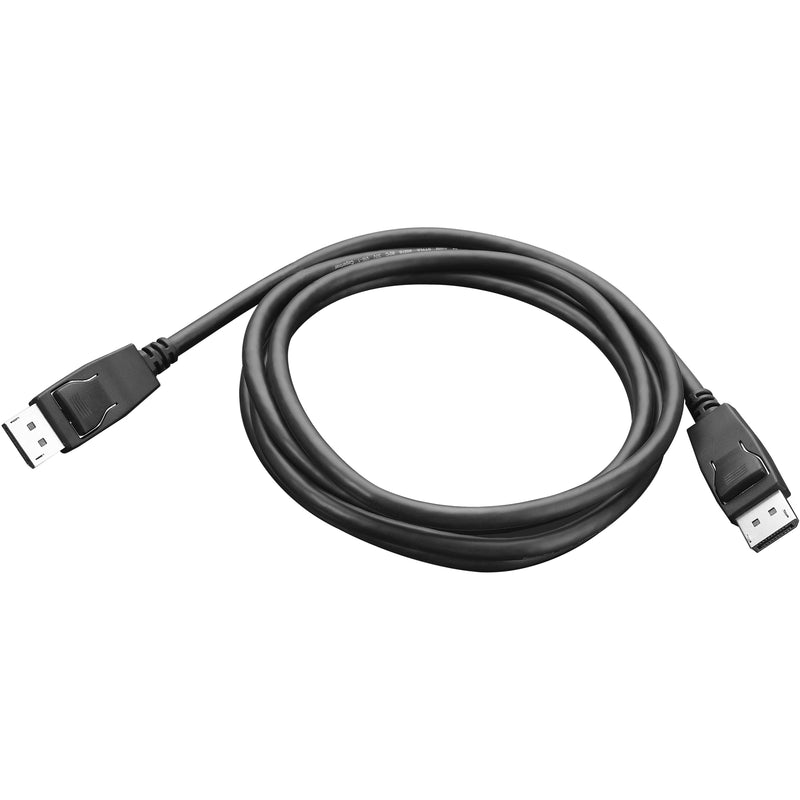 Lenovo 6-foot black DisplayPort cable with male connectors on both ends, featuring secure latching mechanisms