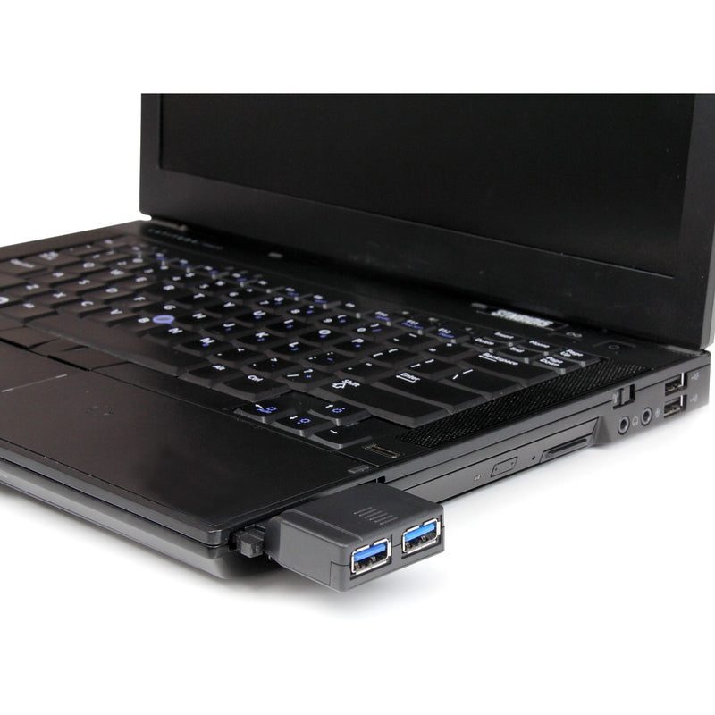 StarTech.com ExpressCard USB 3.0 adapter installed in laptop ExpressCard slot