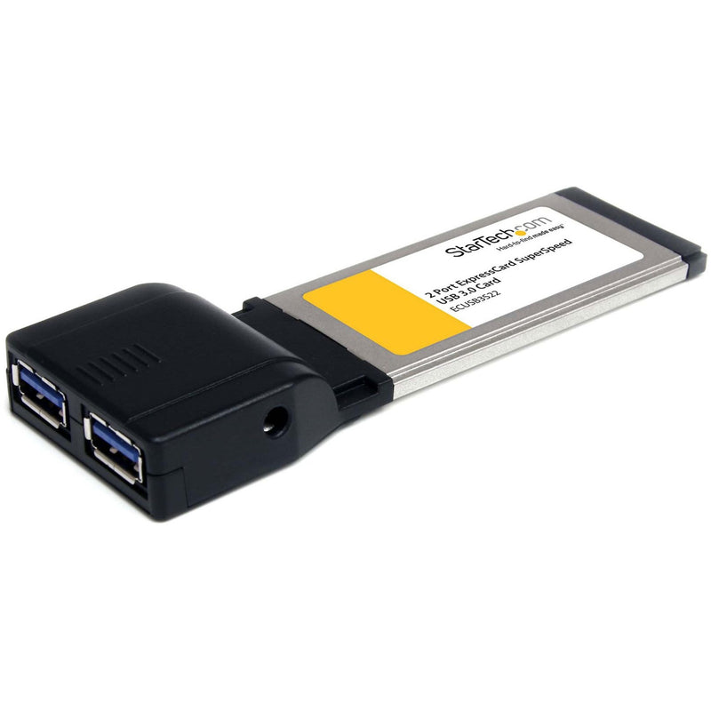 StarTech.com ExpressCard USB 3.0 adapter showing dual USB ports and silver metallic design