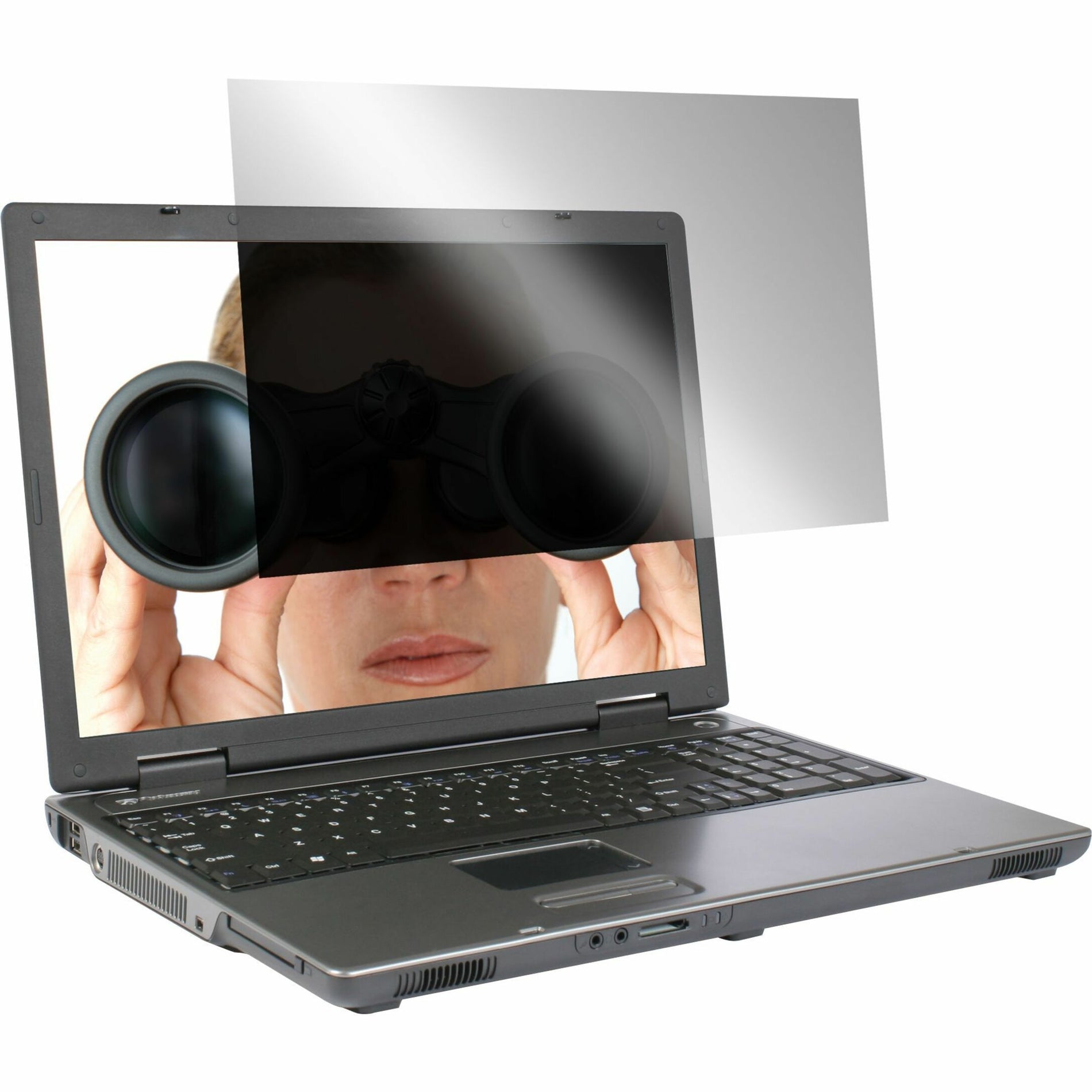 Targus privacy screen demonstration on a laptop showing darkened side view effect-alternate-image1