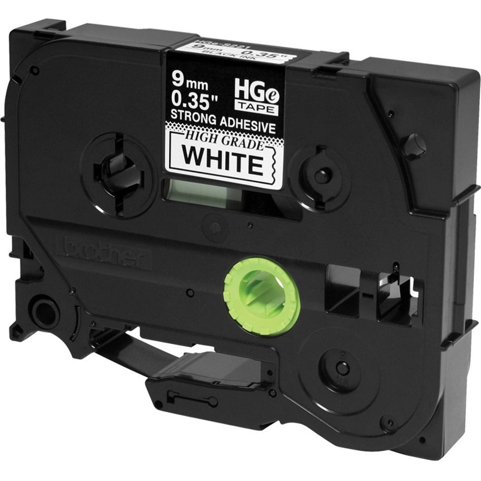 ブラザー HGES2215PK ブラック オン ホワイト エクストラストレングス接着ラベルテープ、耐久性、自己接着、5 パック