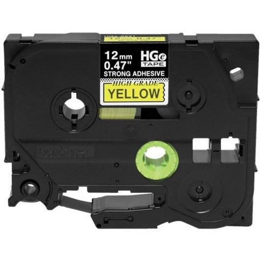 ブラザー HGES6315PK 黒黄色エクストラ強力粘着ラベルテープ、耐久性、セルフ粘着