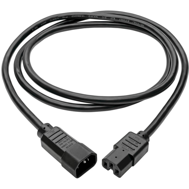 Full length view of Tripp Lite P018-006 power cord showing cable flexibility and connector orientation