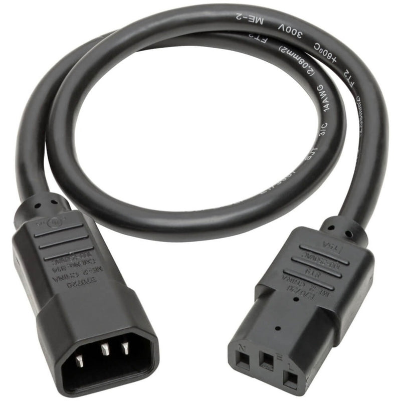 Full length view of Tripp Lite P005-18N power cord showing compact 1.5-foot design