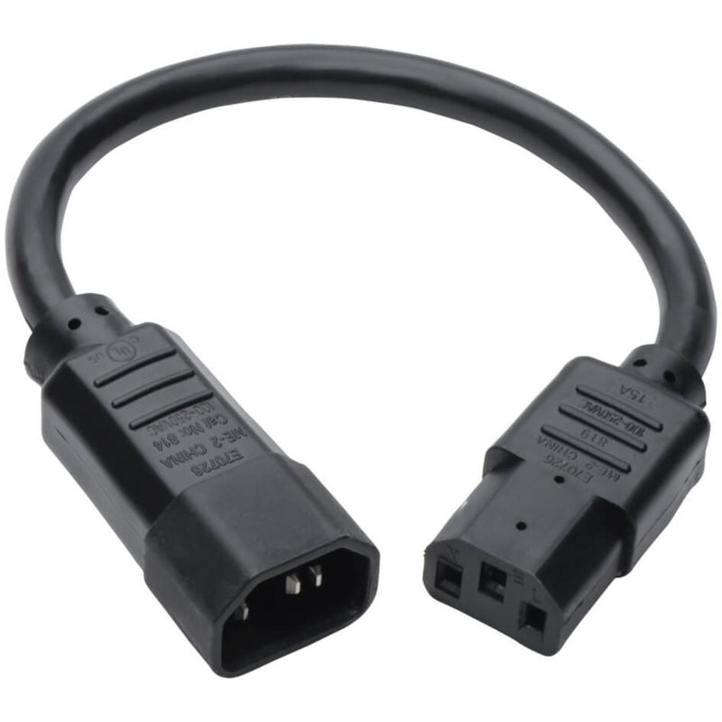 Full length view of Tripp Lite P005-12N power cord showing curved cable design