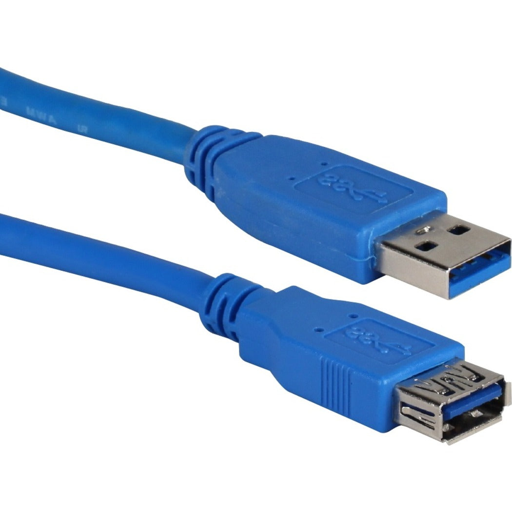 QVS CC2220C-03 3ft Blue USB A Male to Female Data Transfer Cable, Molded, Shielded
