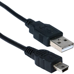 كيبل USB Mini-B للتزامن والشحن عالي السرعة QVS CC2215M-15، بطول 15 قدم، مطلي بالذهب، أسود