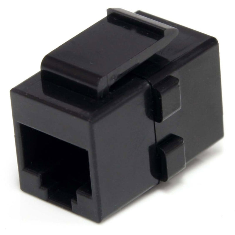 Angled view of StarTech.com Cat6 RJ45 keystone coupler showing detailed port construction