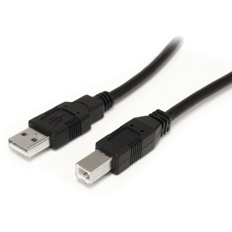 StarTech.com 30ft USB 2.0 cable showing Type-A and Type-B connectors with black cable housing