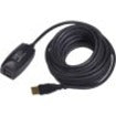 SMART USB-XT black active USB extension cable with male and female Type A connectors, coiled view showing 16-foot length