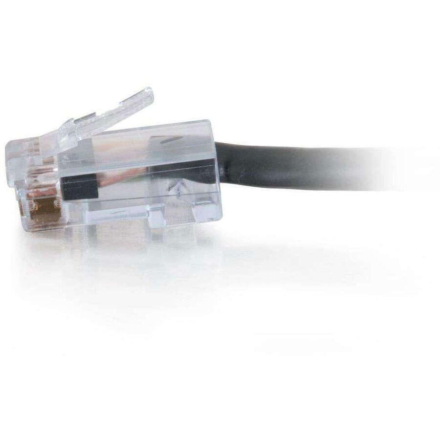 Side angle view of transparent RJ-45 connector showing internal wiring arrangement on Cat6 network cable-alternate-image2