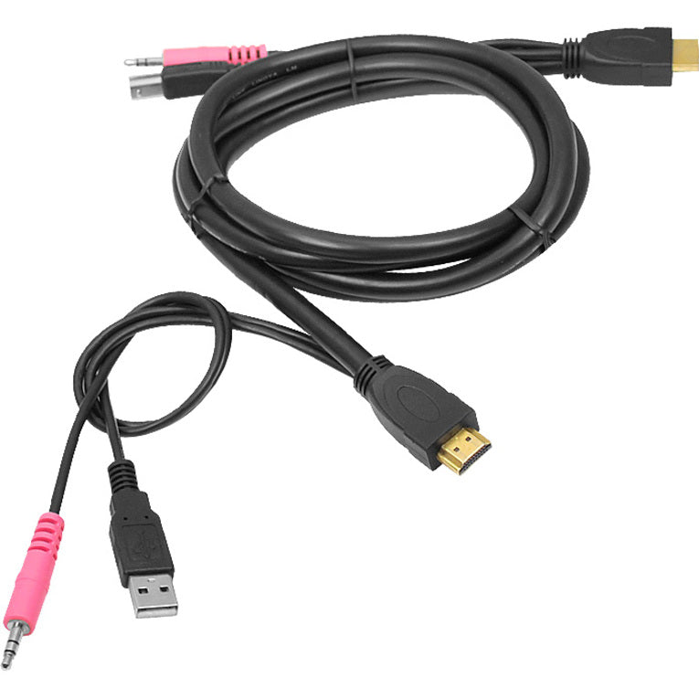 SIIG CE-KV0211-S1 USB HDMI KVM Cable with Audio & Mic, 5.91 ft, Copper Conductor, Black