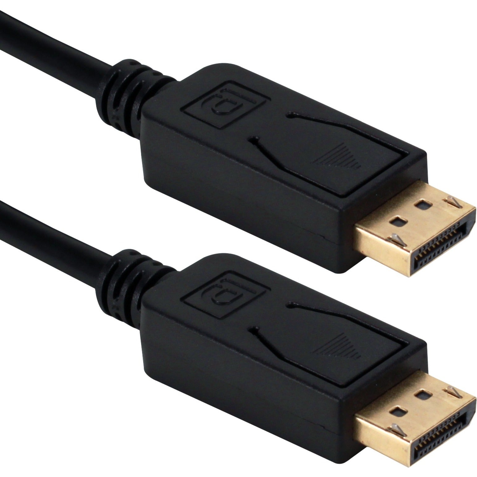 QVS DP-03 3ft DisplayPort Digital A/V Cable with Latches, Molded, Shielded, Matte Black