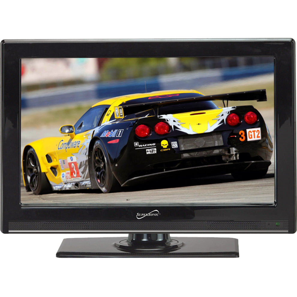 Supersonic SC-2411 24-inch LED TV displaying a yellow and black racing car in sharp 1080p resolution-alternate-image1