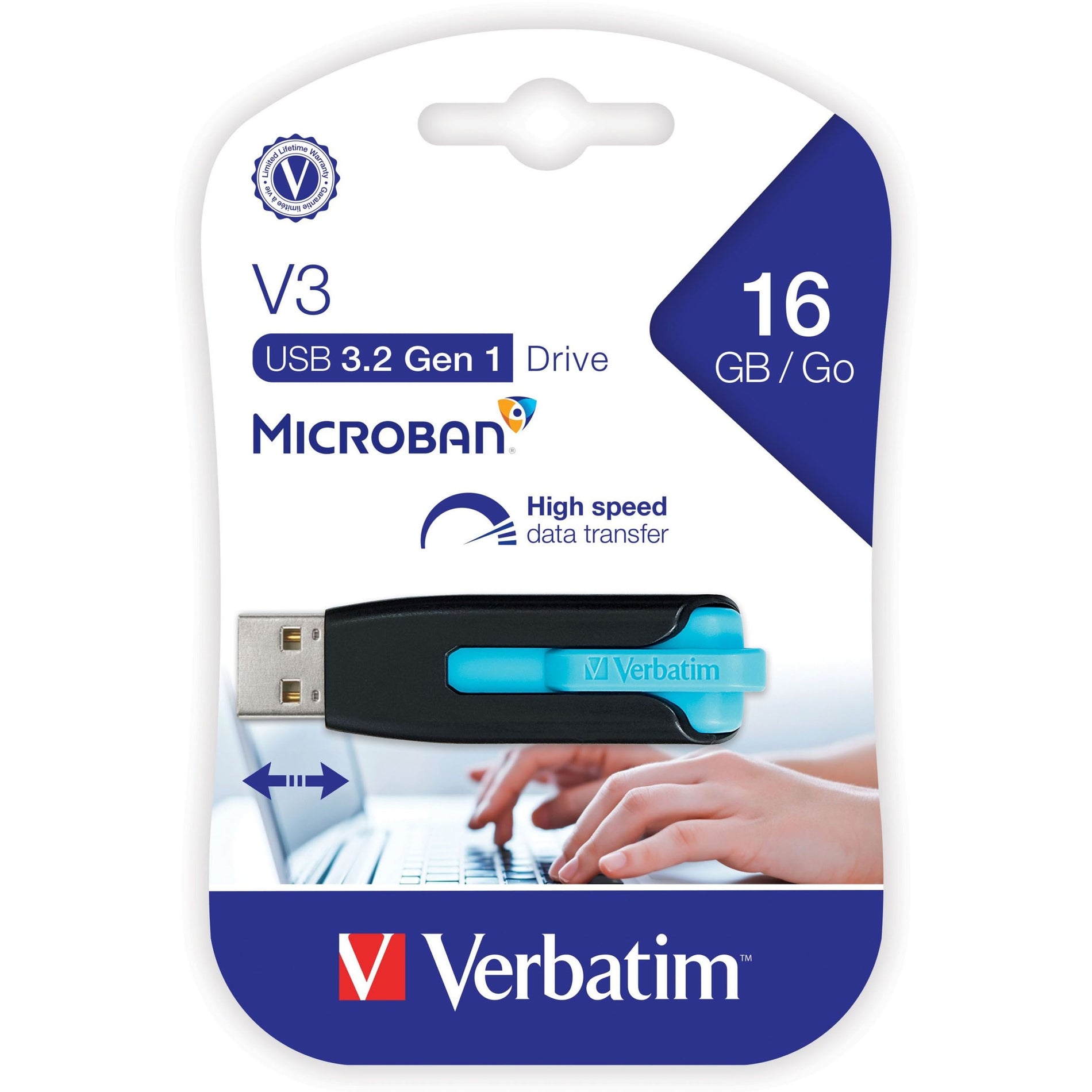 Microban 49176 Store 'n' Go V3 USB Drive 16GB Blue  Microban 49176 Negozio 'n' Go V3 Chiavetta USB 16GB Blu