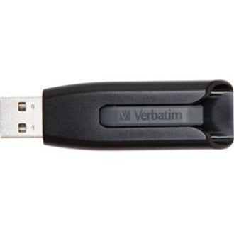 Close-up view of Verbatim USB drive showing slim profile