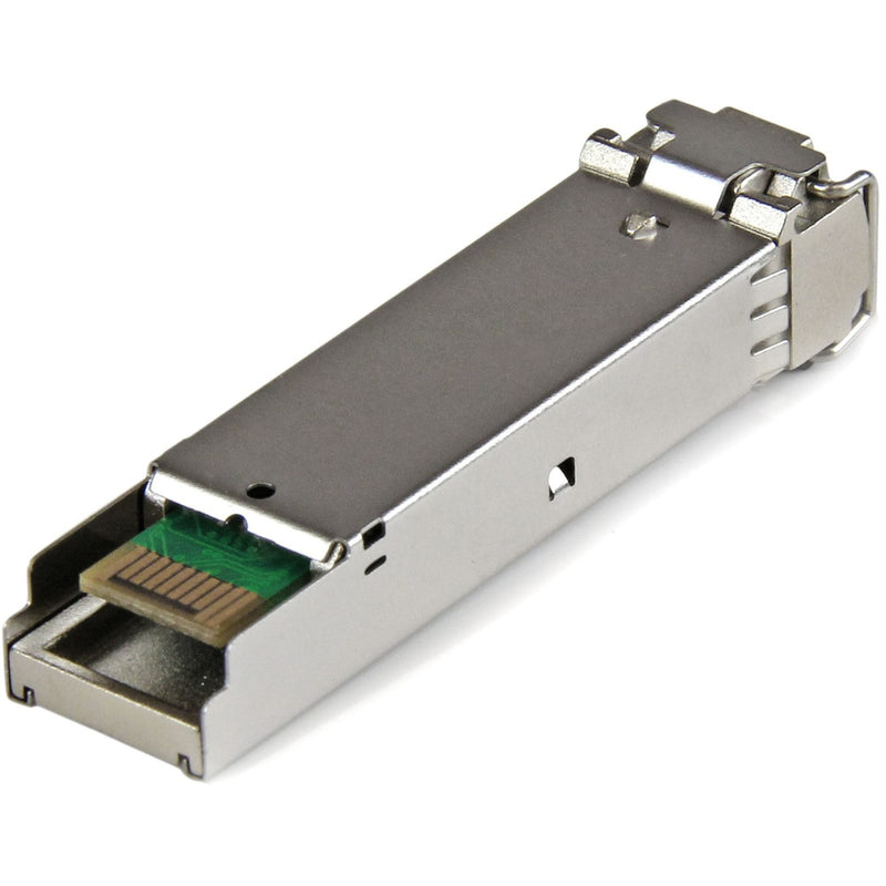 Side profile view of StarTech.com SFP transceiver showing metal housing and internal components