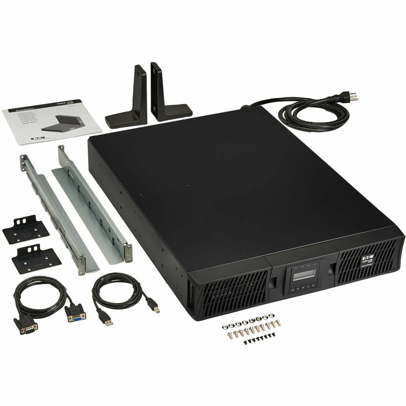 Complete package contents of Tripp Lite SmartOnline UPS including mounting hardware, cables, and documentation