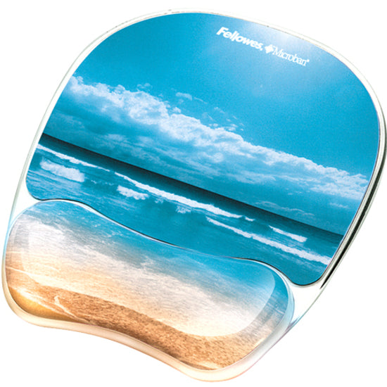 Fellowes 9179301 Microban Photo Gel Mouse Pad Wrist Rest, Non-skid Base, Ergonomic, Sandy Beach Design