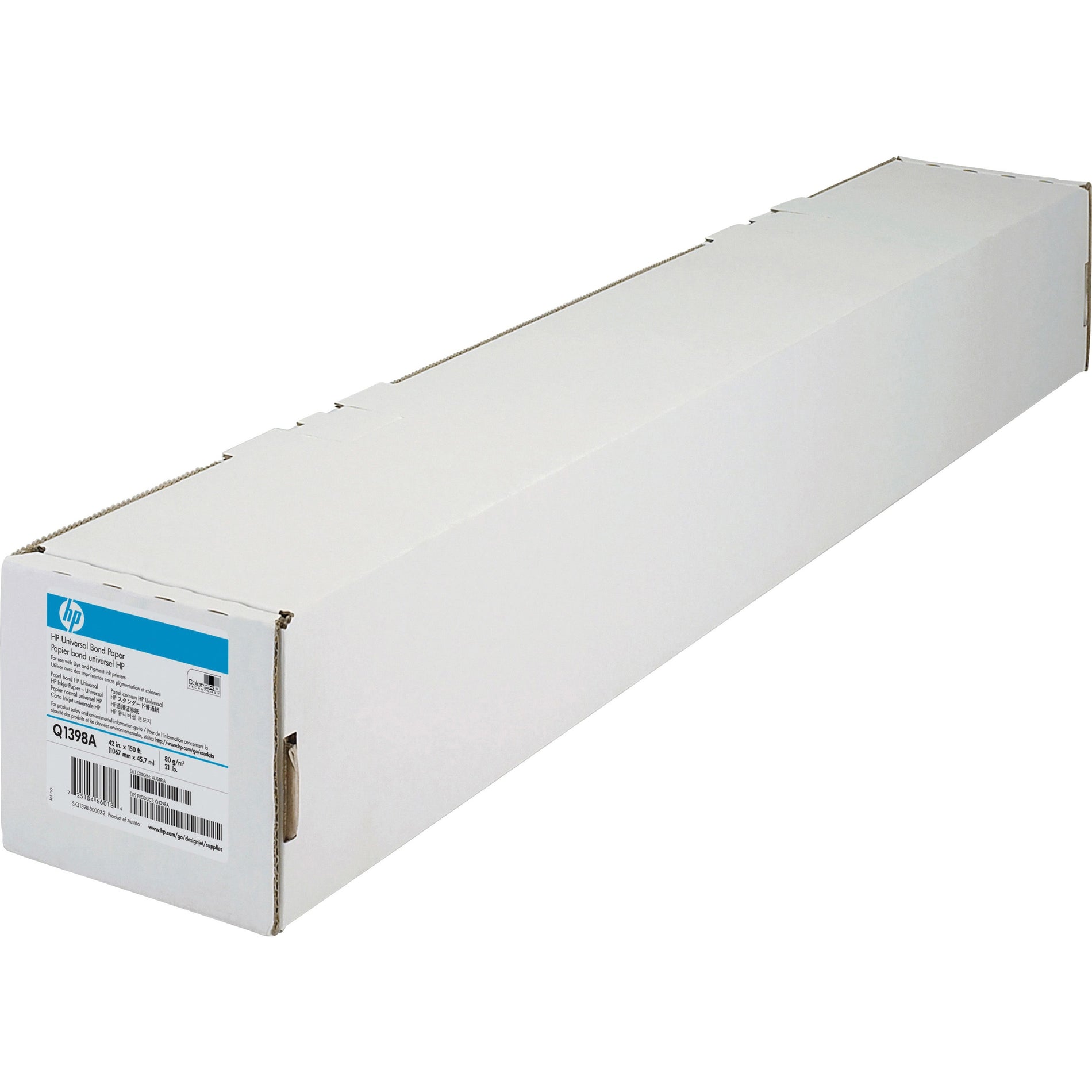 HP Q1398A Universal Bond Paper - White, 42" x 150 ft, 21 lb, Matte Finish