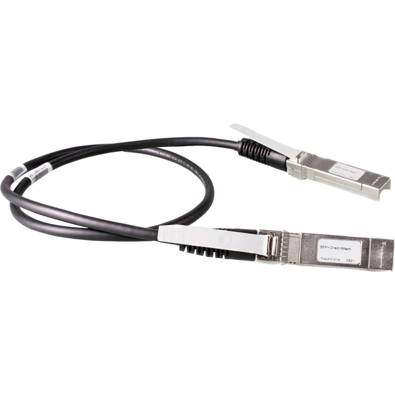 HPE X240 10G SFP+ to SFP+ 0.65m Direct Attach Copper Cable with black cable and silver metal connectors