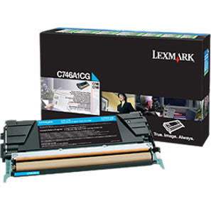 Lexmark C746A1CG Toner Cartridge, Cyan, 7000 Page Yield