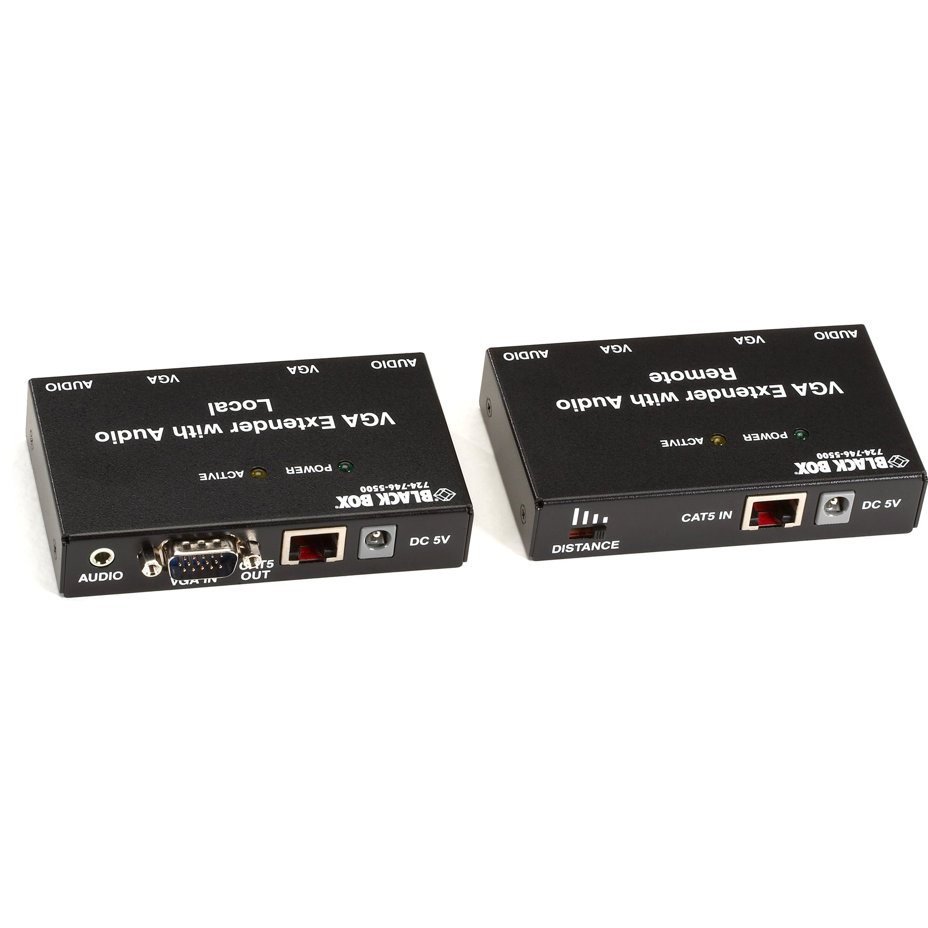 Black Box AC556A-R2 VGA Extender Kit met Audio 2-Poorts Lokaal 2-Poorts Afstandsbediening 500 ft Bereik