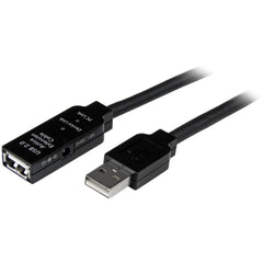 StarTech.com Active USB 2.0 Extension Cable, 20m (65.62ft) Data Transfer, M/F Connector, 480 Mbit/s Speed, Charging Support, TAA Compliant, Black - USB2AAEXT20M (2 Year Warranty)