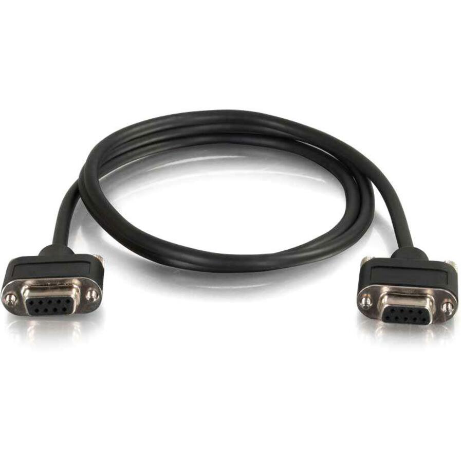 C2G 52176 10ft RS232 DB9 Modem Cable with Low Profile Connectors - In Wall - F/F, Copper Conductor, Molded, Black