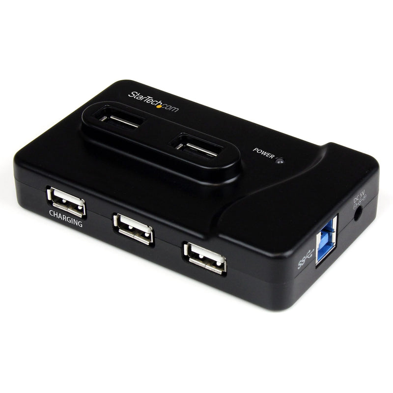 Front view of StarTech.com USB hub showing multiple USB ports and charging port