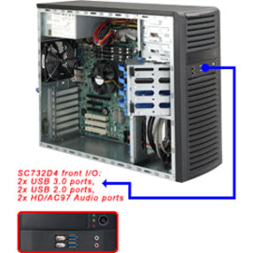 Supermicro CSE-732D4-903B SuperChâssis SC732D4-903B Armoire Système Boîtier Serveur Mi-tour 8 Baies d'Expansion 7 Slots d'Expansion Alimentation 900W