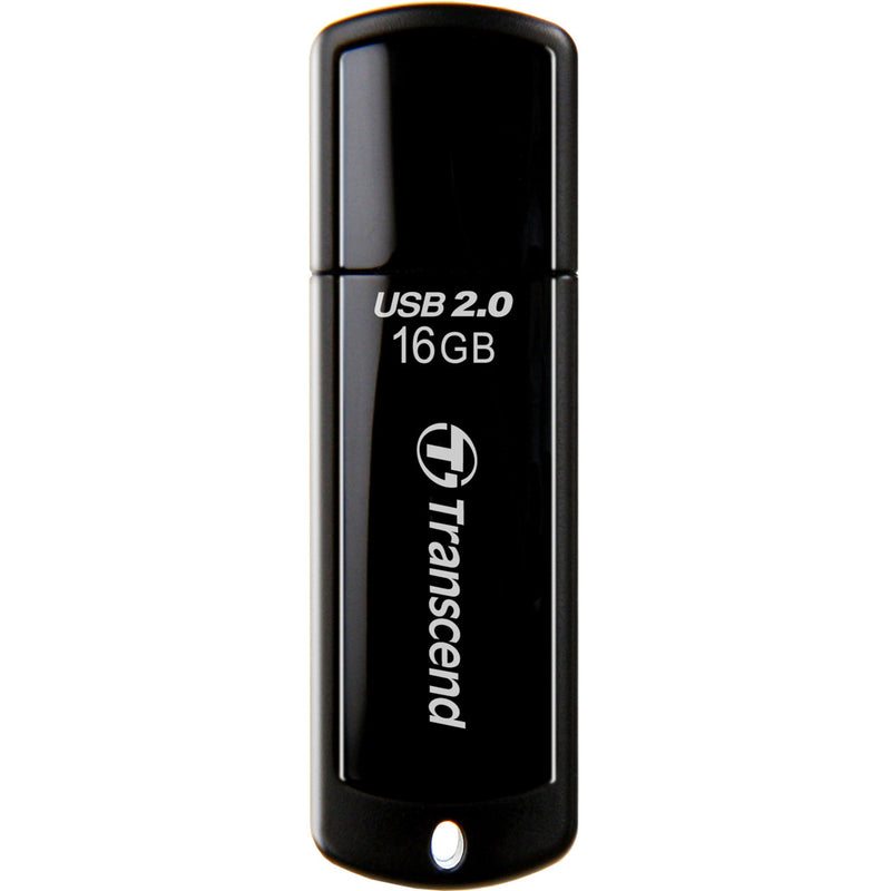 Side view of Transcend JetFlash 350 USB drive showing LED indicator and slim profile