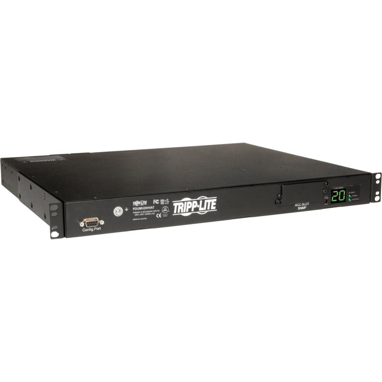 Tripp Lite PDUMH20HVAT Metered PDU 16/20A 200-240V 1U Horizontal Rackmount C13/C19 Outlets  트립 라이트 PDUMH20HVAT 미터링 PDU 16/20A 200-240V 1U 수평 랙마운트 C13/C19 콘센트