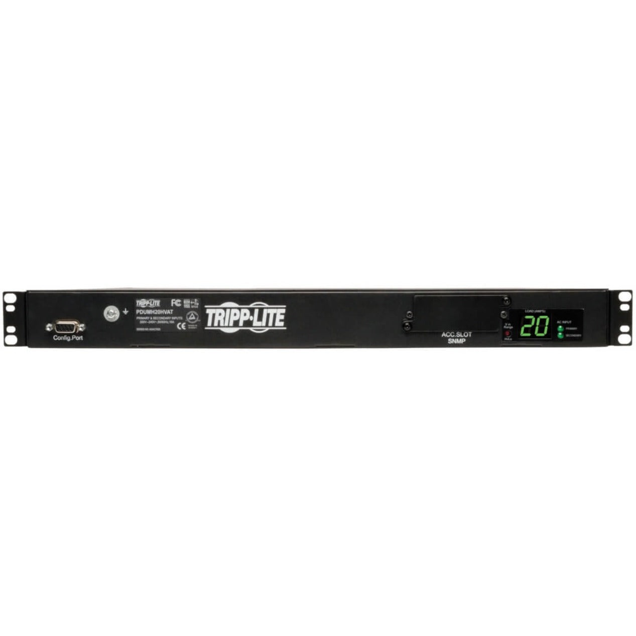 Tripp Lite PDUMH20HVAT Metered PDU 16/20A 200-240V 1U Horizontal Rackmount C13/C19 Outlets  Tripp Lite PDUMH20HVAT Gemeten PDU 16/20A 200-240V 1U Horizontale Rackmontage C13/C19 Stopcontacten