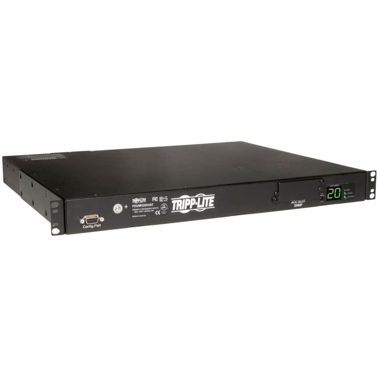 Tripp Lite PDUMH20HVAT Metered PDU 16/20A 200-240V 1U Horizontal Rackmount C13/C19 Outlets  汉能 PDUMH20HVAT Metered 电源分配单元，16/20A 200-240V，1U 横向机架安装，C13/C19 插座