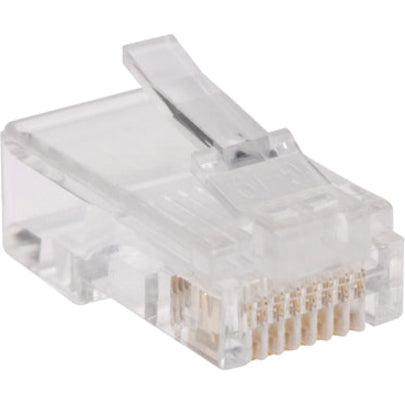 Detailed view of RJ45 connector emphasizing durability features and gold contacts