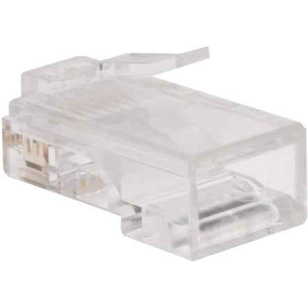 Side view of RJ45 connector highlighting internal structure and transparent housing